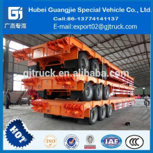China flatbed semi trailer truck hot sales 80T 3 axle extendable low bed semi trailer